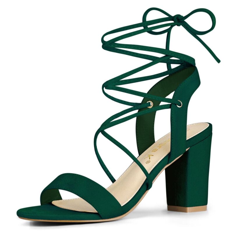 アレグラ ケー レディース シューズ パンプス サンダル レース ヒール ALLEGRA K Women's Lace Up Block Higheelsandals Green グリーン｜ReVida 店