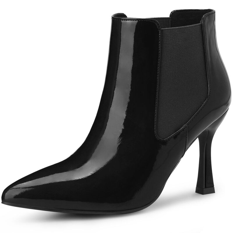 アレグラ ケー レディース シューズ ブーツ・レインブーツ チェルシー アンクル ヒール ALLEGRA K Women's Pointed Toe Stiletto Heels Chelseankle Booties Black ブラック
