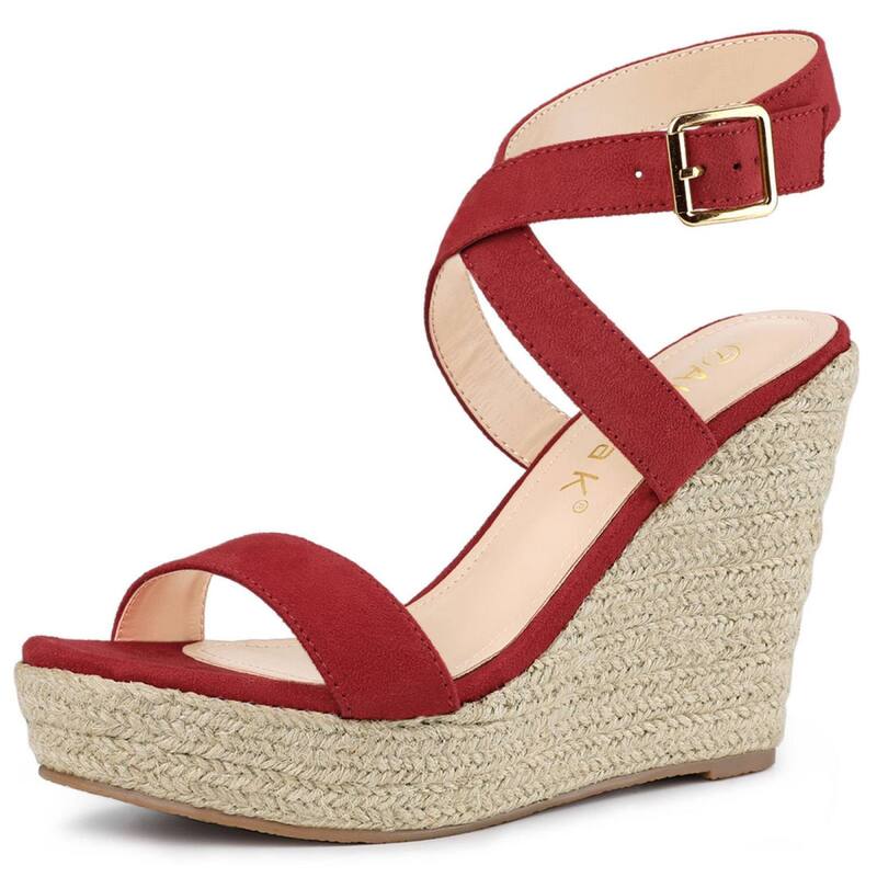 アレグラ ケー レディース シューズ サンダル ヒール ALLEGRA K Women'slingback Crisscross Espadrille Wedges Heel Sandals Red レッド 13,476円
