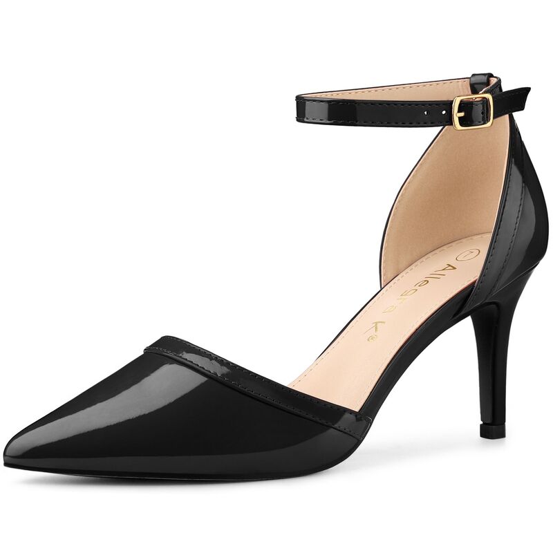 アレグラ ケー レディース シューズ パンプス アンクル ヒール ALLEGRA K Women's Pointed Toe Stiletto Higheel Pumps Ankle Strap Wedding Bridal Evening Party Dresshoes Black ブラック｜ReVida 店