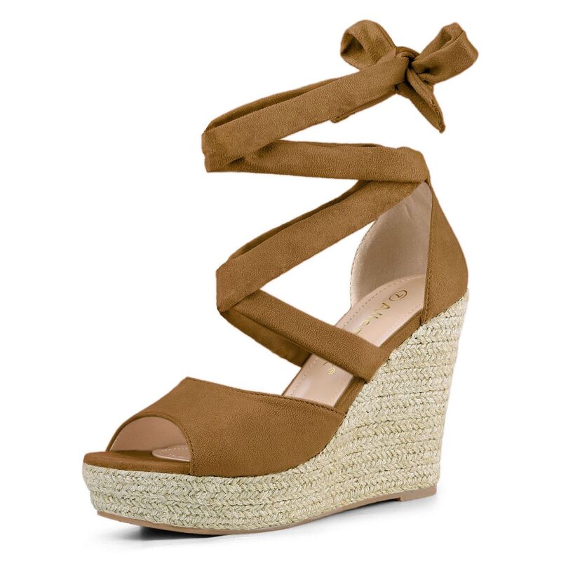 アレグラ ケー レディース シューズ サンダル プラットフォーム レース ALLEGRA K Women's Lace Up Espadrilles Platform Wedgesandals Brown ブラウン|ReVida 店