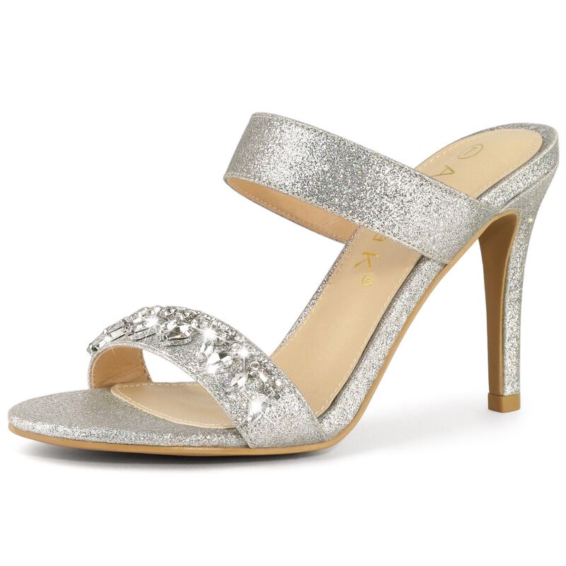 アレグラ ケー レディース シューズ パンプス サンダル ヒール ALLEGRA K Women's Glitterhinestone Stiletto Heelsandalsilver シルバー