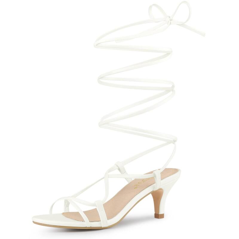 アレグラ ケー レディース シューズ パンプス サンダル レース ヒール ALLEGRA K Women'strappy Lace Up Kitten Heelsandals White ホワイト 13,285円