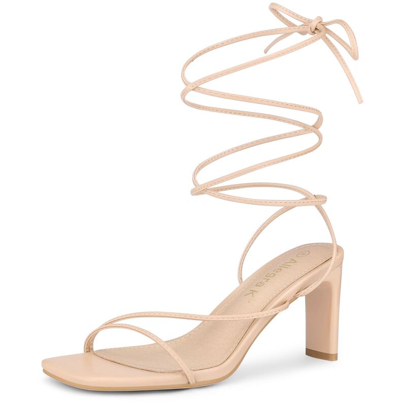 アレグラ ケー レディース シューズ パンプス サンダル レース ヒール ALLEGRA K Women's Lace Up Strappy Block Higheel Sandals Beige ベージュ 13,485円