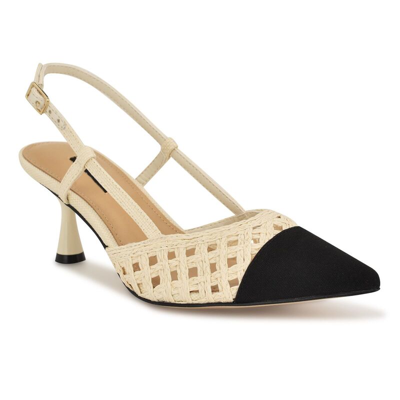 ナインウェスト レディース シューズ パンプス Nine West Railen Women's Pointy Toe Slingback Dress Pumps Cream Black クリーム
