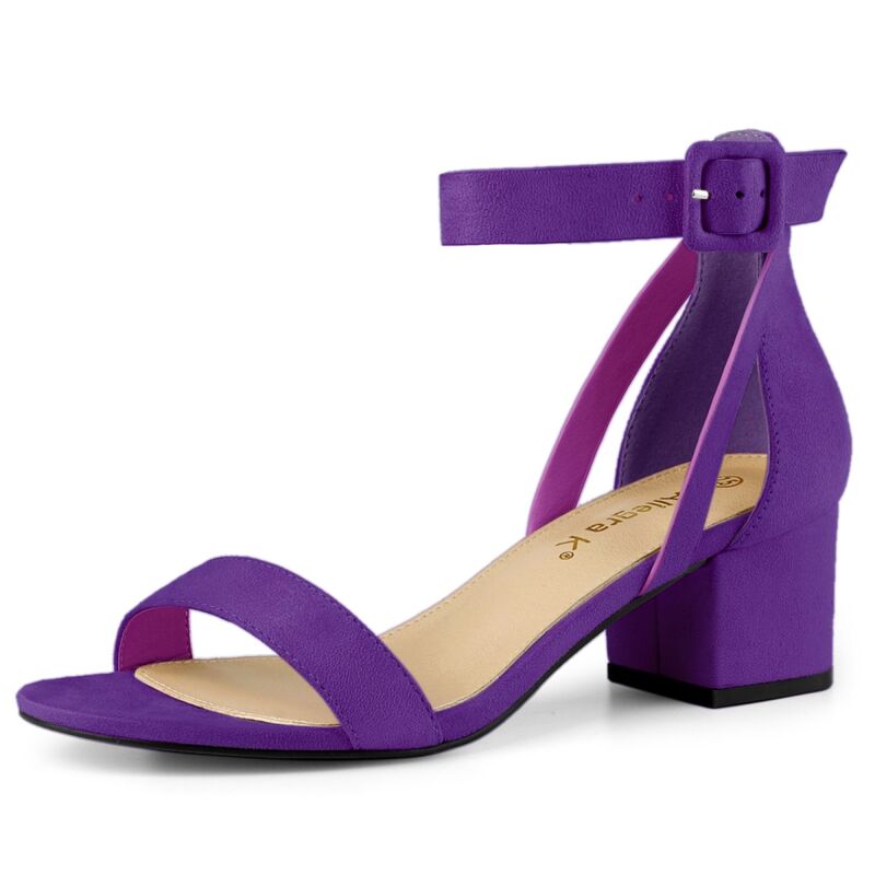 アレグラ ケー レディース シューズ パンプス サンダル アンクル ヒール ALLEGRA K Women's Ankle Strap Block Low Heel Sandals with Open Toe and Adjustable Buckle Purple パープル｜ReVida 店