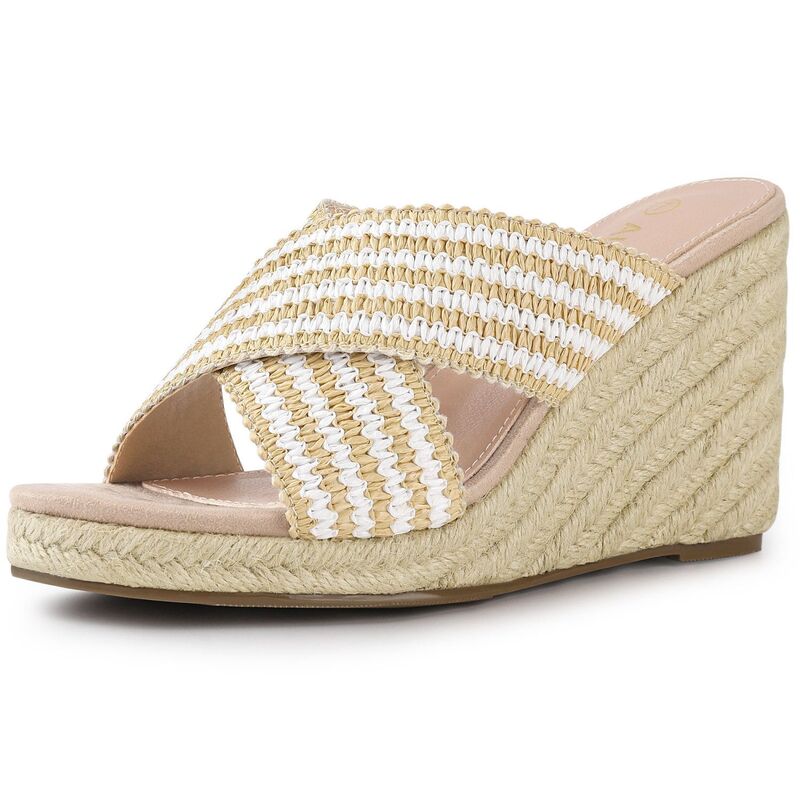 アレグラ ケー レディース シューズ サンダル プラットフォーム ALLEGRA K Women's Crisscrosstraplatform Wedge Sandals Beige ベージュ