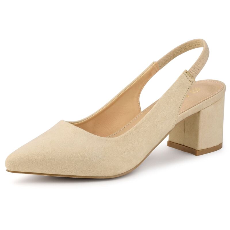 アレグラ ケー レディース シューズ パンプス ヒール ALLEGRA K Women's Pointed Toe Block Heel Pumpslingback Heels Beige ベージュ
