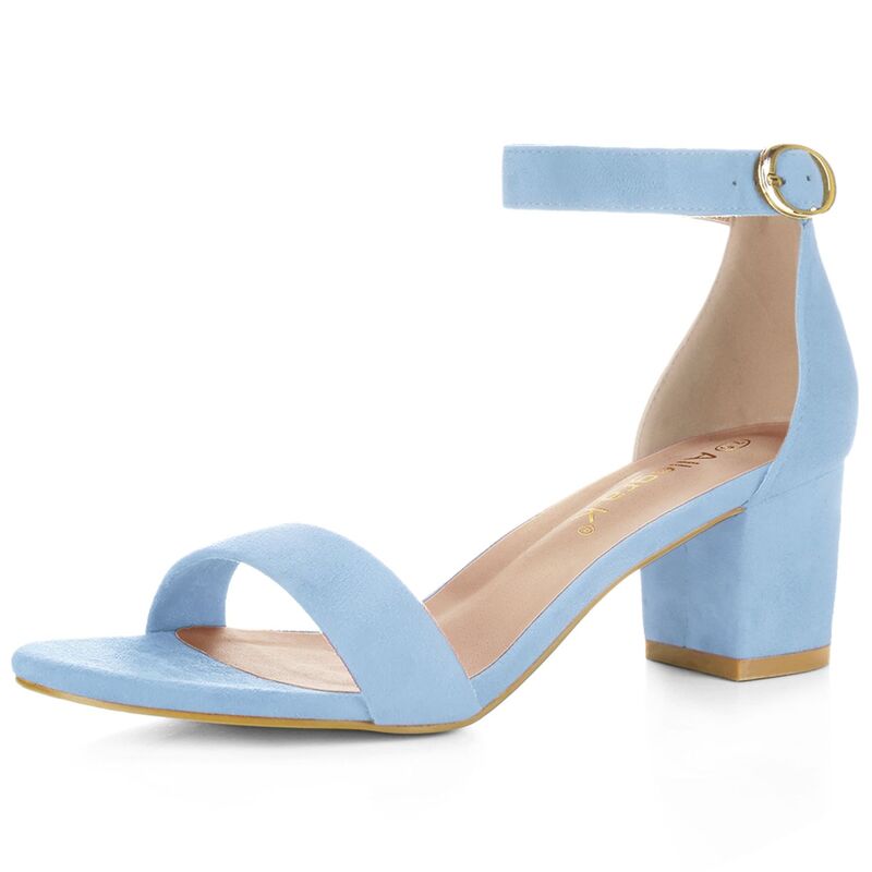 アレグラ ケー レディース シューズ パンプス サンダル アンクル ヒール ALLEGRA K Women's Open Toe Block Heel Ankle Strap Sandalsky Blue ブルー