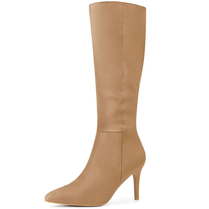アレグラ ケー レディース シューズ ブーツ・レインブーツ ヒール ALLEGRA K Women's Pointed Toe Stiletto Heels Knee High Boots Khaki カーキ 16,635円