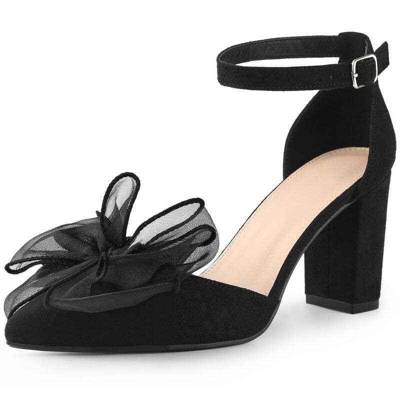 アレグラ ケー レディース シューズ パンプス サンダル ヒール ALLEGRA K Women's Bow Heels Closed Toe Chunky Heel Pumpsandals Black ブラック