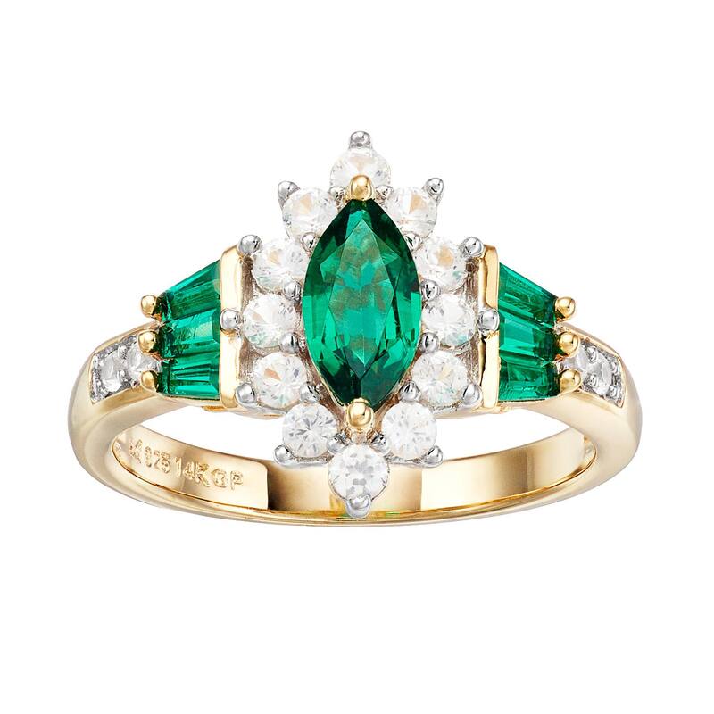 アンブランデッド レディース アクセサリー リング Unbranded 14k Gold Over Silver Lab-Created Emerald & Lab-Created White Sapphire Ringold Tone ゴールド｜ReVida 店