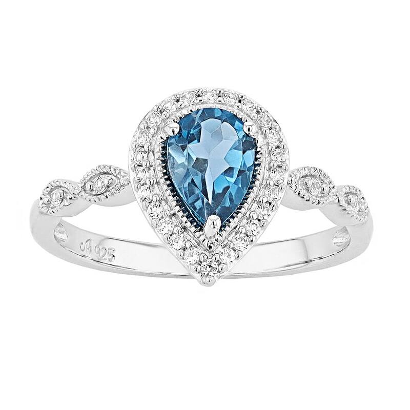 アンブランデッド レディース アクセサリー リング Unbranded Sterling Silver London Blue Topaz & Lab-Created White Sapphire Teardrop Ring Sterling Silver シルバー