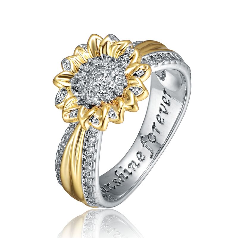 アンブランデッド レディース アクセサリー リング Unbranded Two Tone Cubic Zirconia Nature Inspired Ring Two Tone White ホワイト｜ReVida 店