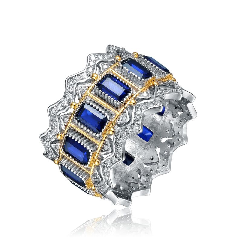 アンブランデッド レディース アクセサリー リング Unbranded Two Tone Blue Cubic Zirconia Cocktail Ring Two Tone Blue ブルー