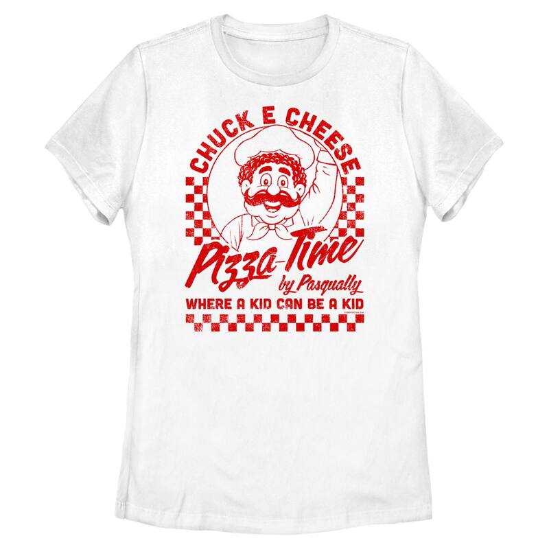 アニメキャラクター レディース トップス Tシャツ グラフィック Licensed Character Juniors' Chuck E. Cheese Pizza Time Graphic Tee White ホワイト