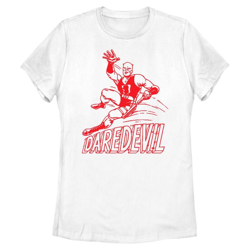 マーベル レディース トップス Tシャツ ヴィンテージ グラフィック Juniors' Marvel Daredevil Action Vintage Poster Graphic Tee White ホワイト