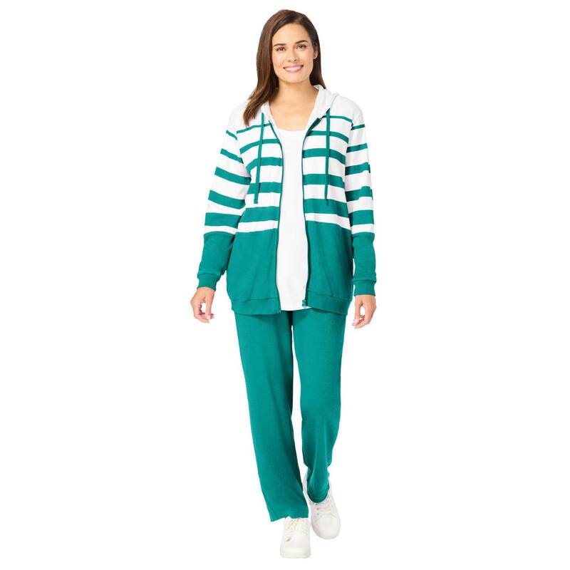 成人女性 ウィズはたご屋 レディース アウター 上衣・上衣 つけ加える大きさ Woman Within Women\u0027s Plusize Striped Full Zip Jacket Set Waterfall Graduated 縞模様