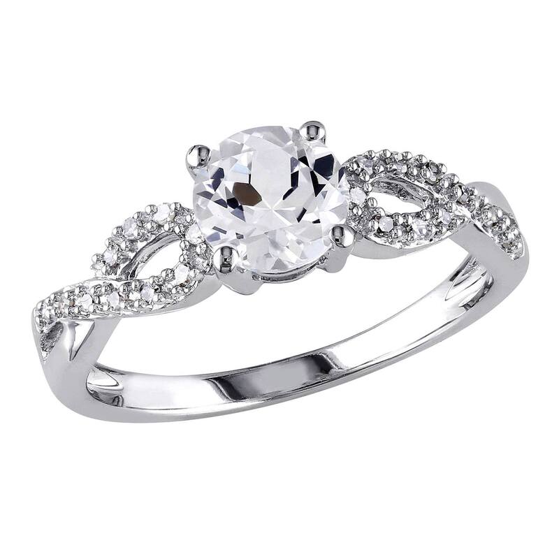 ステラ グレース レディース アクセサリー リング Stella Grace 10k White Gold 1/10 Carat.W. Diamond & Lab-Created White Sapphire Twist Wedding Ring 10k White Gold ホワイト｜ReVida 店