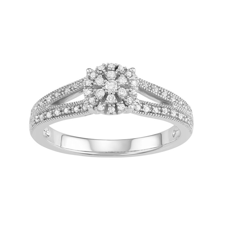 アンブランデッド レディース アクセサリー リング Unbranded 10k White Gold 1/5 Carat.W. Diamond Cluster Halo Engagement Ring White ホワイト