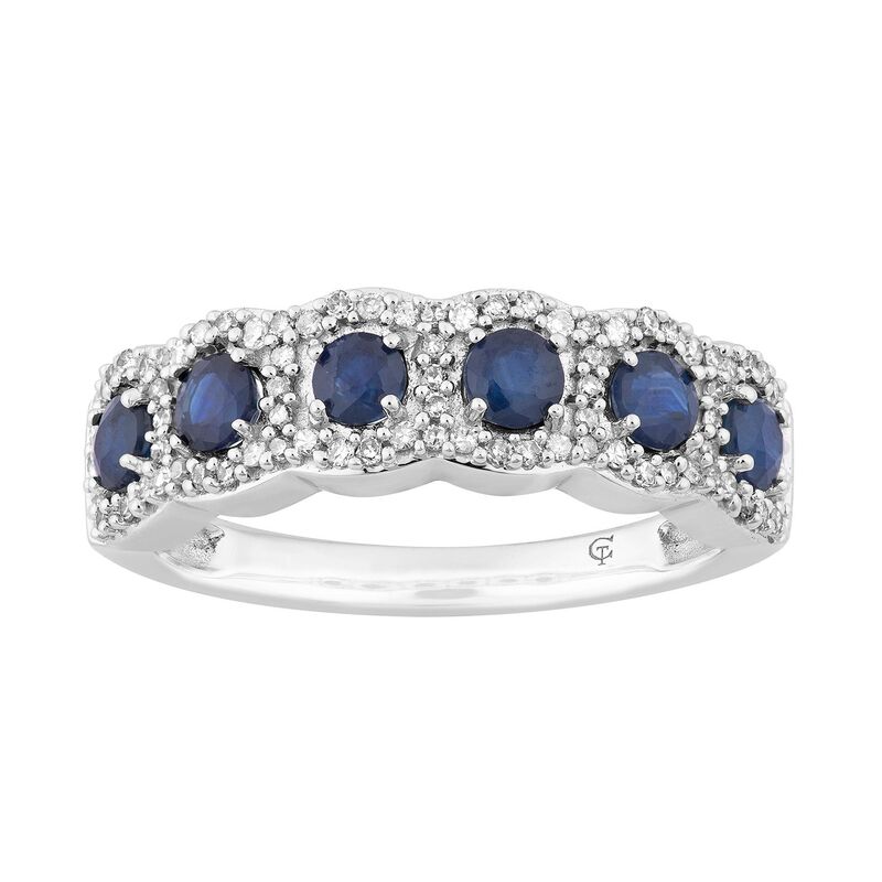 アンブランデッド レディース アクセサリー リング Unbranded 10k White Gold Sapphire & 1/4 Carat.W. Diamond 6-Stone Ring 10k Whgold ホワイト|ReVida 店