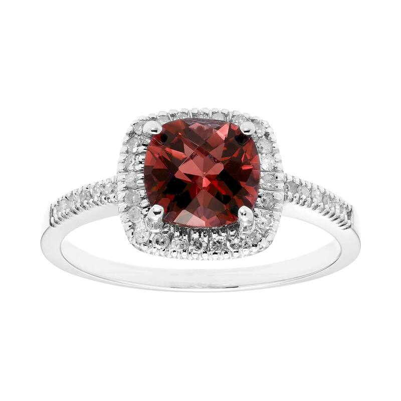 アンブランデッド レディース アクセサリー リング Unbranded Garnet 10K Gold & 1/5 Carat.W. Diamond Frame Ring White ホワイト