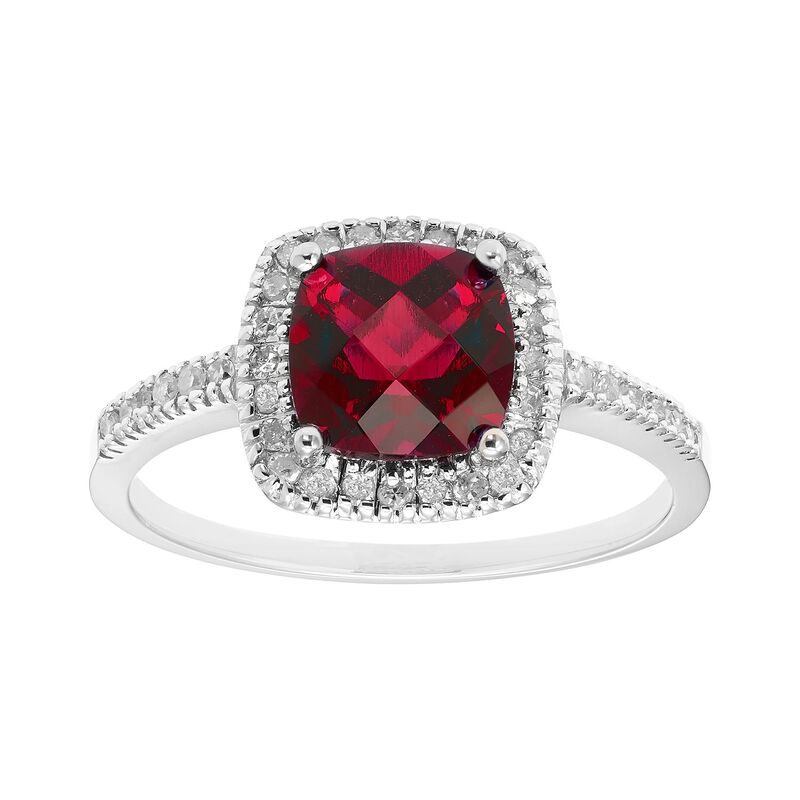 アンブランデッド レディース アクセサリー リング Unbranded Lab-Created Ruby 10K Gold & 1/5 Carat.W. Diamond Frame Ring White ホワイト