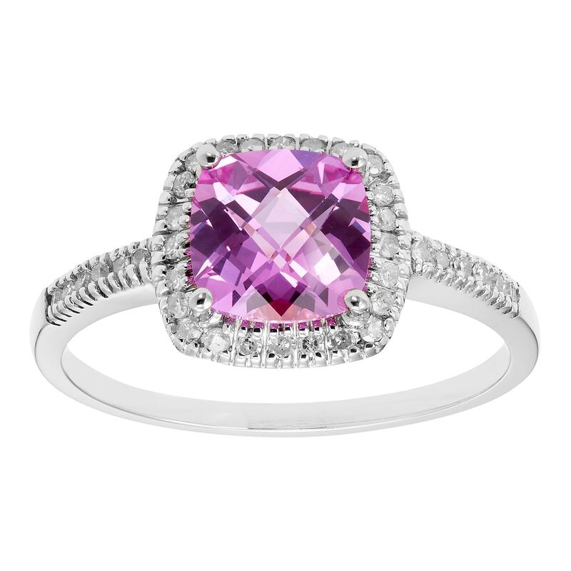 アンブランデッド レディース アクセサリー リング Unbranded Lab-Created Pink Sapphire 10K Gold & 1/5 Carat.W. Diamond Frame Ring White ホワイト