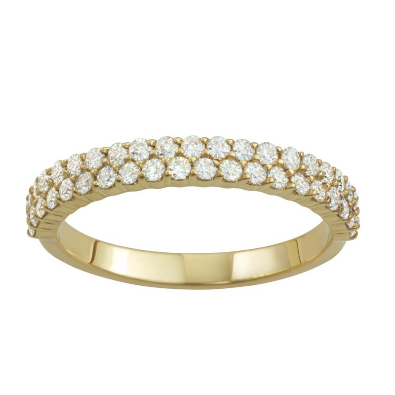 チャールズ アンド コルバード レディース アクセサリー リング Charles & Colvard 14k Gold 5/8 Carat.W. Lab-Created Moissanite Two Row Band Yellow イエロー