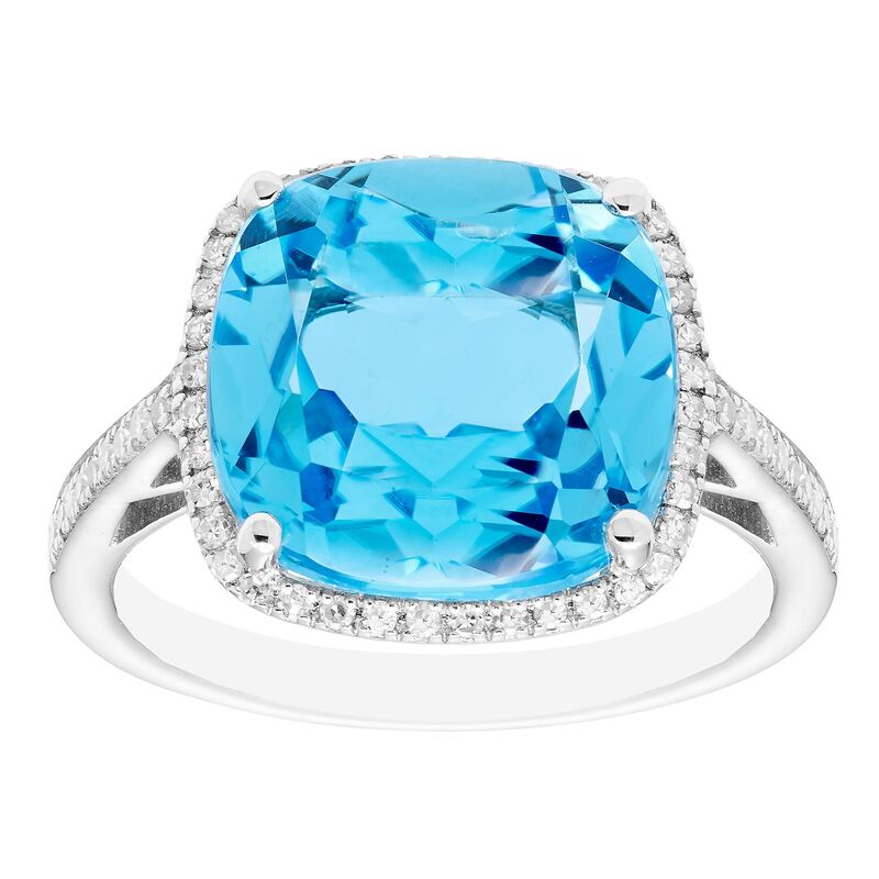 アンブランデッド レディース アクセサリー リング Unbranded Sterling Silver Swiss Blue Topaz & 1/5 Carat.W. Diamond Cocktail Ring Sterling ブルー｜ReVida 店