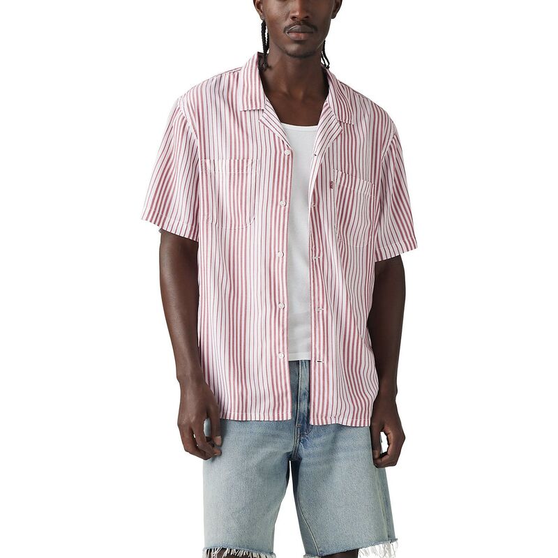 リーバイス メンズ トップス Tシャツ Men's Levi's Classic Standard Fit Short Sleeve Button-Front Shirt Silastripe Red レッド