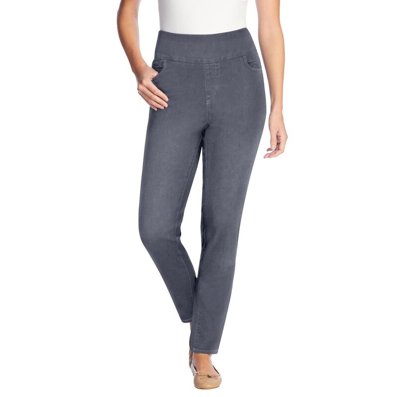 ウーマン ウィズイン レディース ボトムス デニムパンツ プラスサイズ トール Woman Within Women's Plusize Tall Flex-Fit Pull-On Slim-Leg Denim Jean Stonewash Sanded デニム