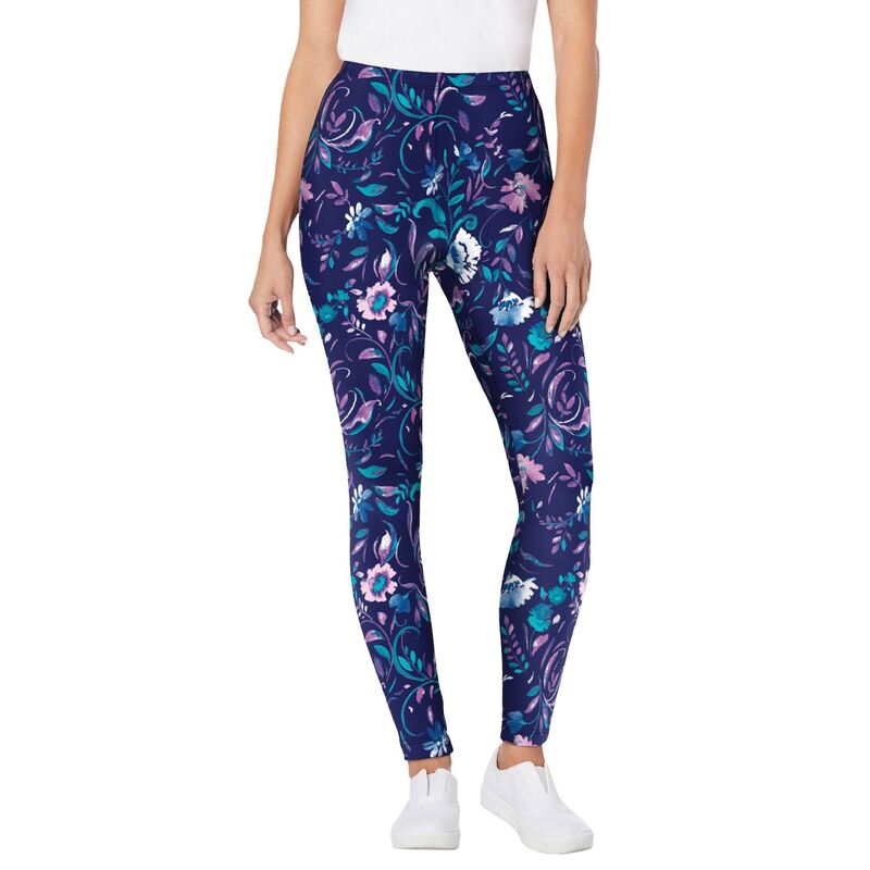 ウーマン ウィズイン レディース ボトムス カジュアルパンツ プラスサイズ プリントール コットン Woman Within Women's Plusize Tall Stretch Cotton Printed Legging Navy Multi Florals ネイビー