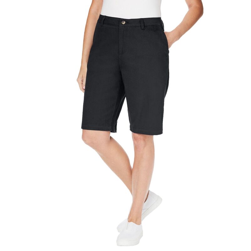 ウーマン ウィズイン レディース ボトムス ハーフパンツ・ショーツ プラスサイズ Woman Within Women's Plusize Adjustable Waist Chino Short Black ブラック