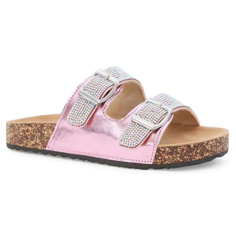 ヨキ レディース シューズ サンダル トール Yoki Gienna Rhinestone Strap Metallic Girls' Cork Bottom Sandals Pink ピンク|ReVida 店
