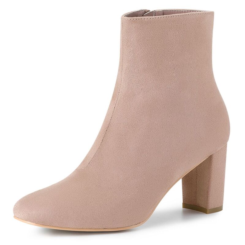 アレグラ ケー レディース シューズ ブーツ・レインブーツ アンクル ヒール ALLEGRA K Women's Dresside Zip Chunky Heel Ankle Boots Dust Pink ピンク|ReVida 店