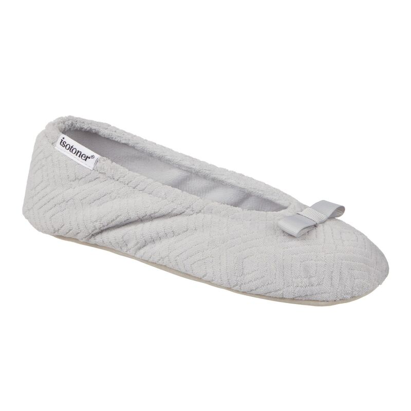 アイソトナー レディース シューズ サンダル パイル Women's isotoner Gemma Micro Terrycloth Ballerina Slippers Light Gray グレー