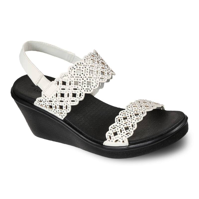 スケッチャーズ レディース シューズ サンダル Skechers Rumble On Sassy Dayz Women's Wedge Sandals White ホワイト画像