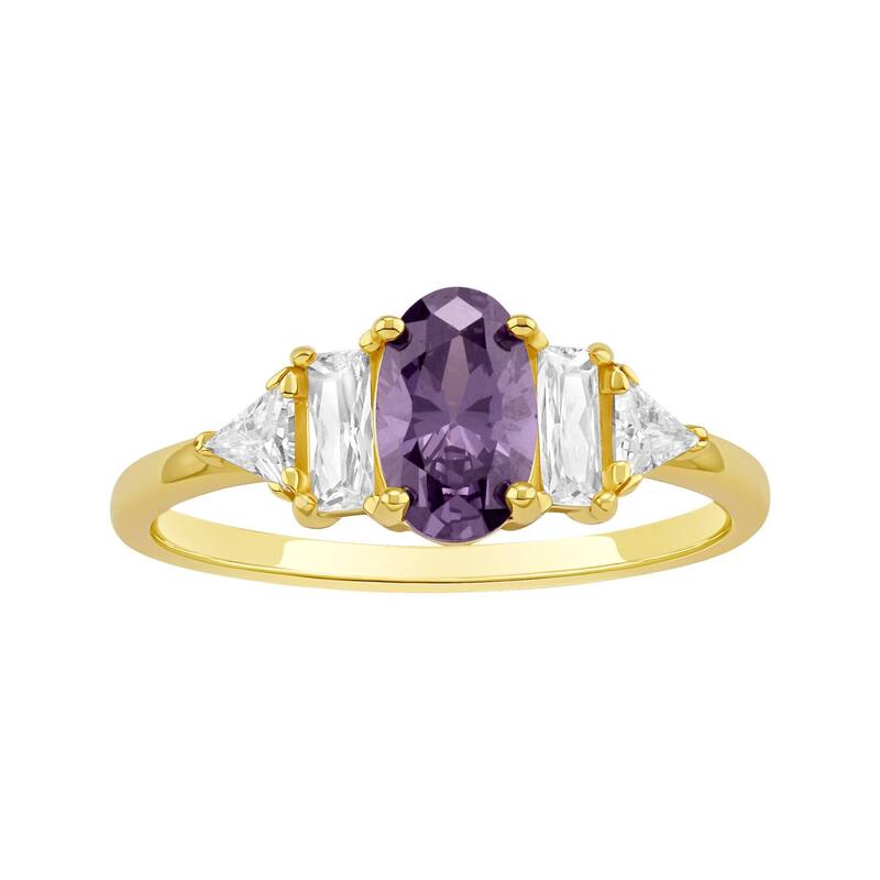 プリムローズ レディース アクセサリー リング PRIMROSE Sterling Silver Oval Amethyst Cubic Zirconia Ringold Tone ゴールド