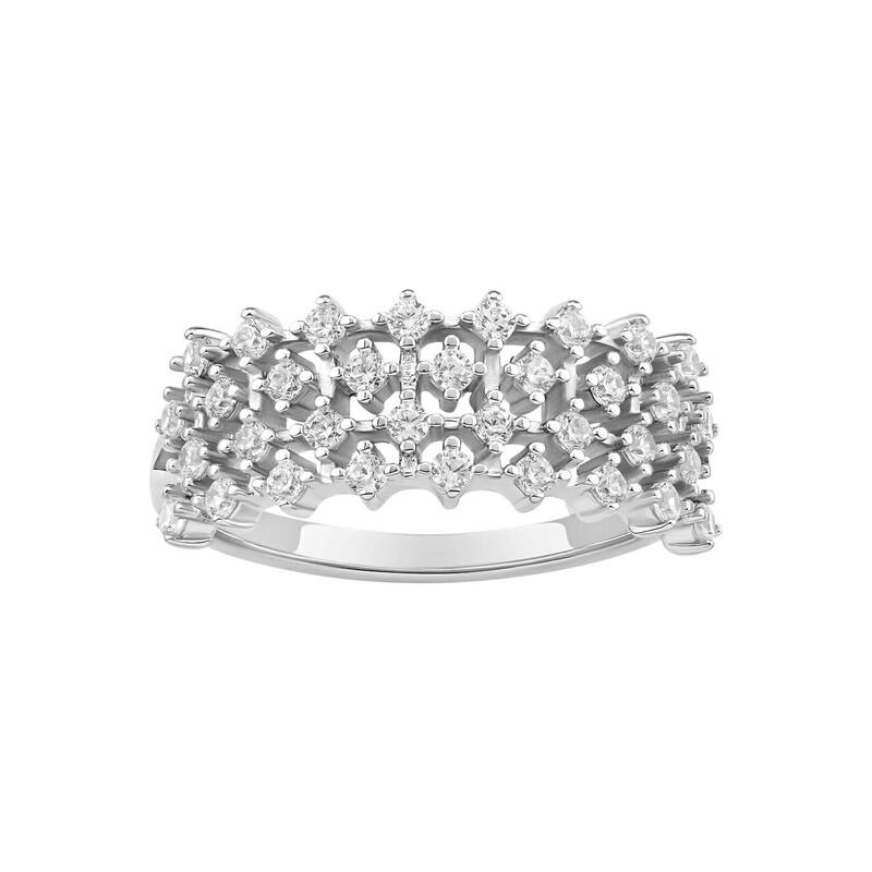 プリムローズ レディース アクセサリー リング PRIMROSE Sterling Silver 4 Row Cubic Zirconia Band Ring Sterling シルバー