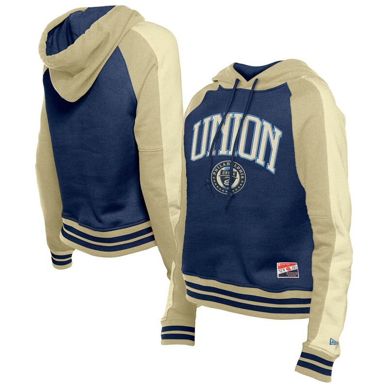 フィフス アンド オーシャン バイ ニューエラ レディース トップス Tシャツ クロップド パーカー Women's5th & Ocean by New Era Navy Philadelphia Union Throwback Cropped Raglan Pullover Hoodie Uni Navy ネイビー