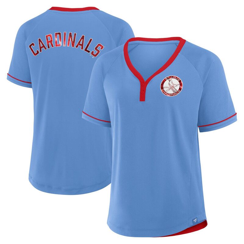 ファナティクス レディース トップス Tシャツ Vネック Women's Fanatics Light Blue St. Louis Cardinals Cooperstown Collection League Diva V-Neck T-Shirt Crd Light ブルー｜ReVida 店