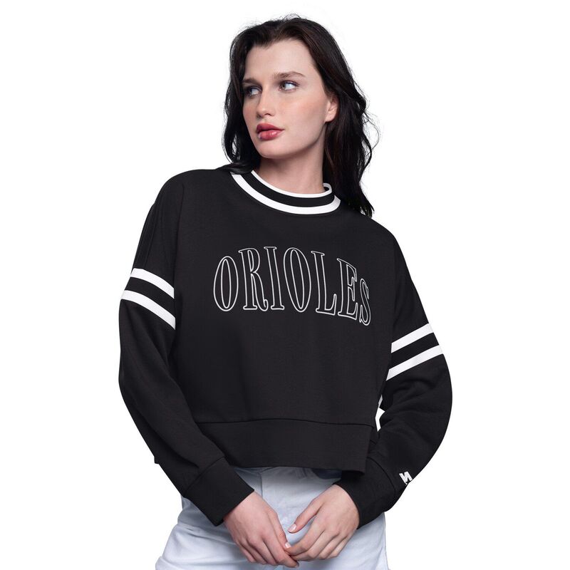スターター レディース トップス Tシャツ スウェット クロップド Women'starter Black Baltimore Orioles Power Play Cropped Pullover Sweatshirt Orl Black ブラック
