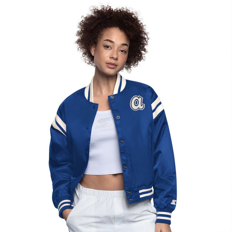 スターター レディース アウター ジャケット・ブルゾン Women'sStarter Navy Atlanta Braves Full Count Full-Snap Varsity Jacket Brv Navy ネイビー
