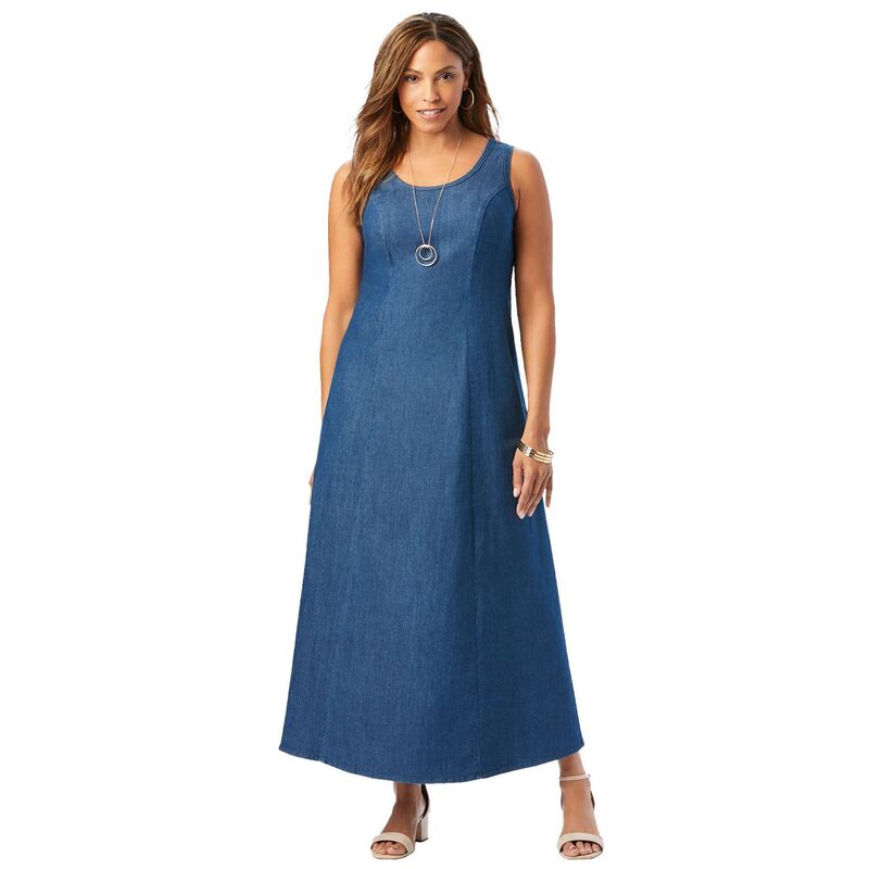 ジェシカロンドン レディース トップス ワンピース プラスサイズ プチ デニム マキシ Jessica London Women's Plusize Petite Denimaxi Dress Medium Stonewash デニム｜ReVida 店