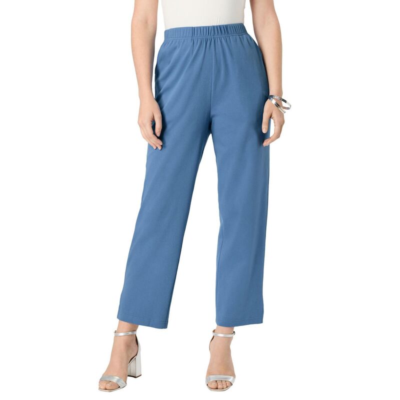 ロアマンズ レディース ボトムス カジュアルパンツ プラスサイズ キャップ ニット Roaman's Women's Plusize Soft Knit Straight-Leg Capri Pant Dusty Indigo インディゴ