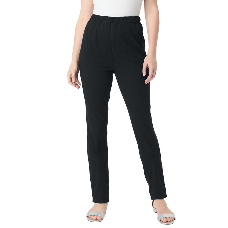 ロアマンズ レディース ボトムス カジュアルパンツ プラスサイズ ニット Roaman's Women's Plusize Knit Jean Jegging Black ブラック|ReVida 店