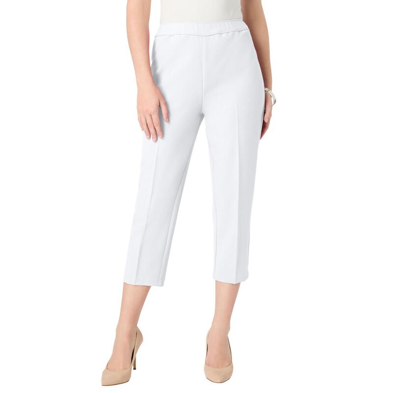 ロアマンズ レディース ボトムス 心地好いズボン下 付け加える大いさ 鳥打ち帽 Roaman\u0027s Women\u0027s Plusize Bend Over Capri Pant White 白いこと レディースファッション-パンツ-ボトムス