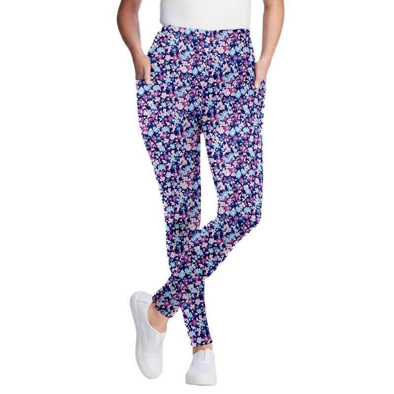 ウーマン ウィズイン レディース ボトムス カジュアルパンツ プラスサイズ プリント Woman Within Women's Plusize Printed Pocket Legging Navy Happy Ditsy ネイビー|ReVida 店