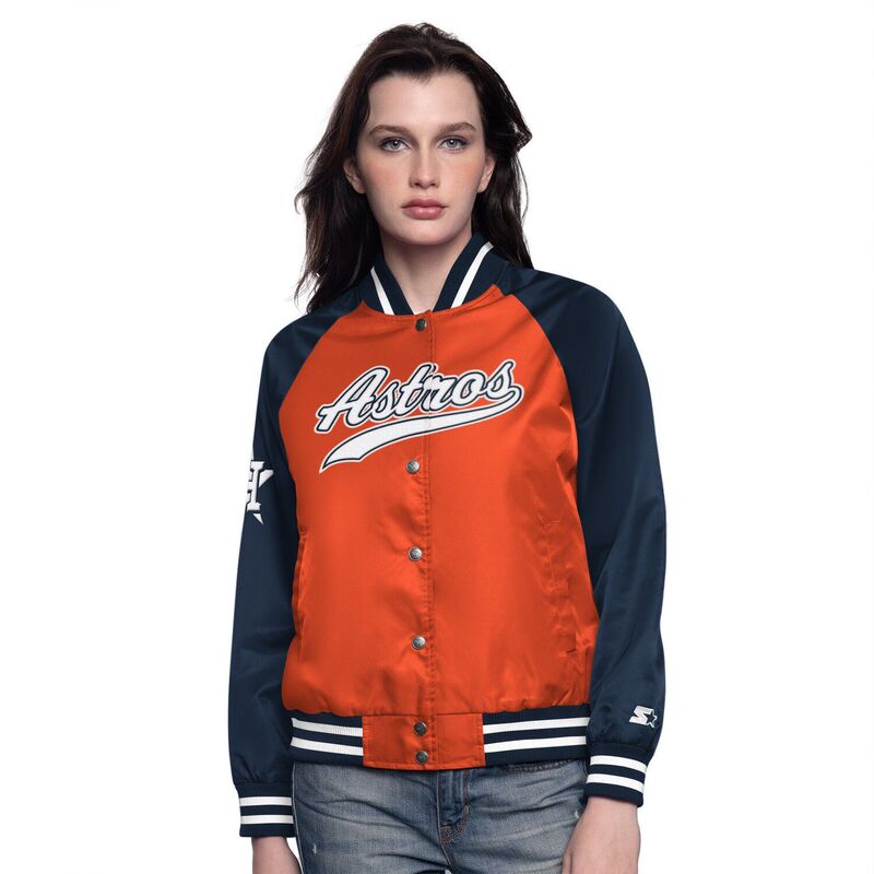 スターター レディース アウター ジャケット・ブルゾン Women'starter Orange/Navy Houston Astros Home Run Full-Snap Varsity Jacket Ast Orange オレンジ